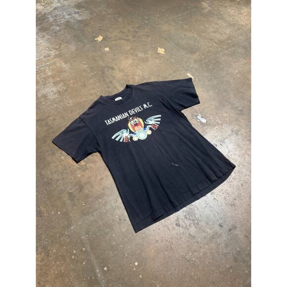 1991 Tasmanian Devils M.C. Looney Tunes Taz Tee – Warner Bros Biker - Sz L - Picture 12 of 12